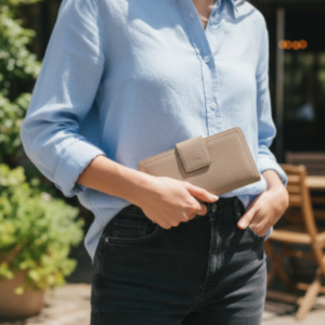 Preloved | Fossil Logan RFID Tab Clutch Taupe – Simple, Stylish dan Anti-Ribet!