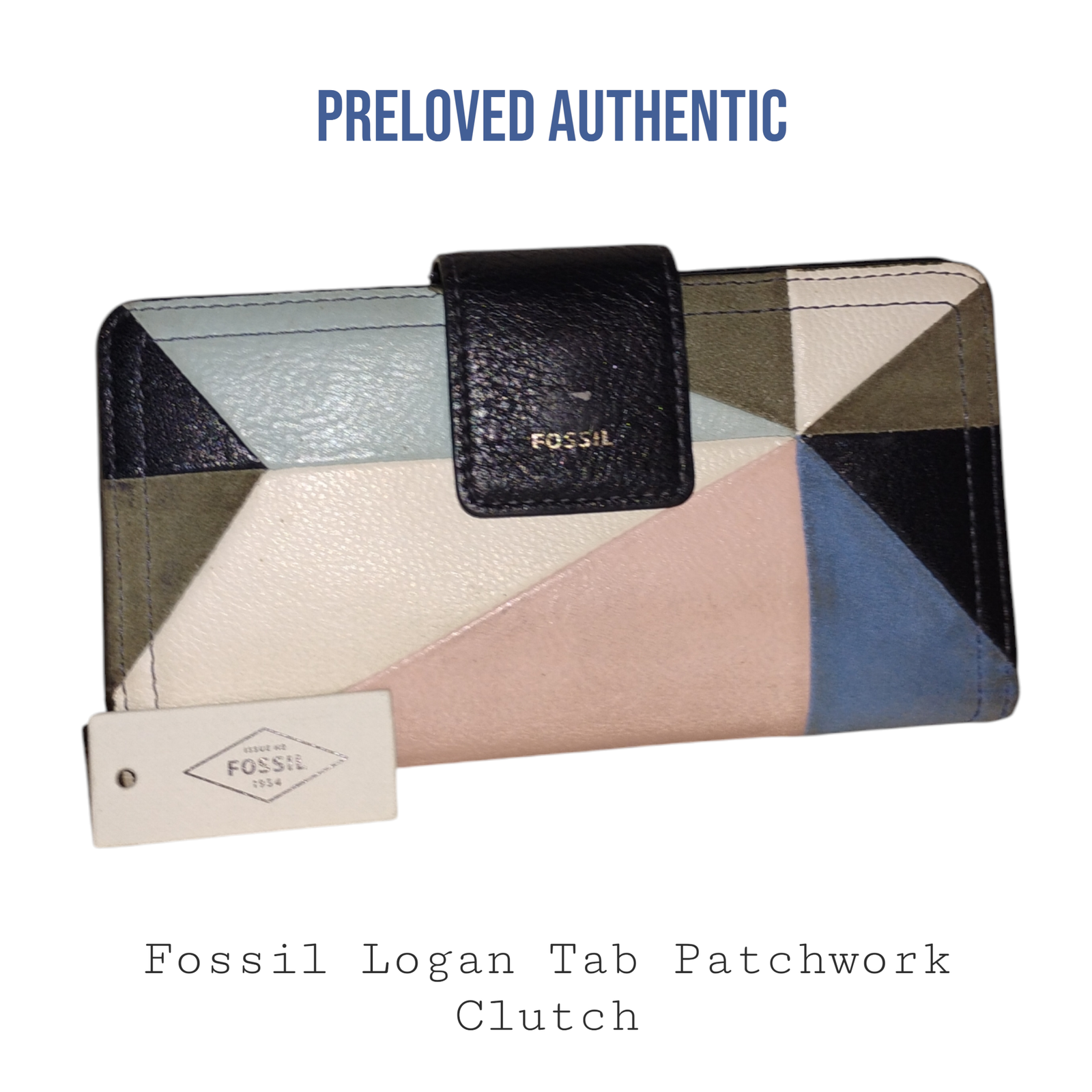 Preloved | Fossil Logan Tab Patchwork Clutch – Unik, Colorful & Stylish! - Gambar 3