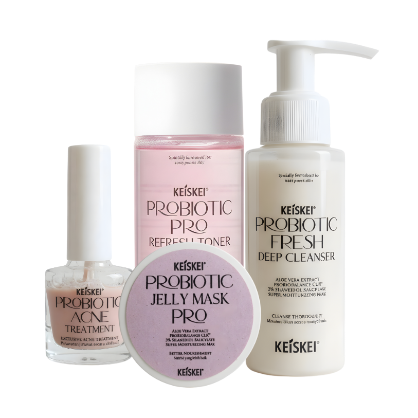 Paket KEISKEI Probiotic COMPLETE SYSTEM | Solusi Total untuk Kulit Berjerawat & Berminyak